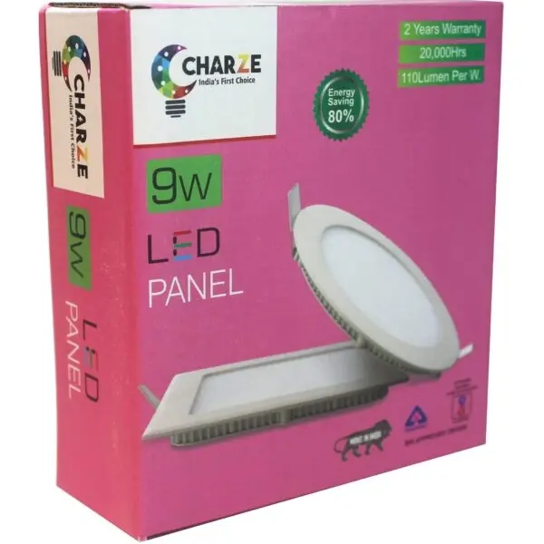 Charze Slim 9wt Panel Light (White, Natural White & Warm White)
