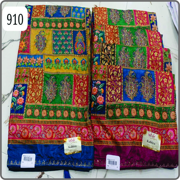 Multi-Color Ethnic Patchwork Saree | Nisha Saree Showroom