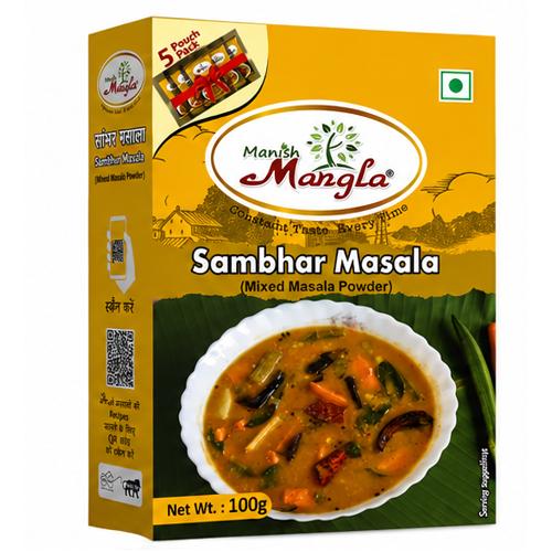 Sambhar Masala – 100g (5×20g FreshLock Sachets) | Authentic South Indian Spice Blend | Rich Aroma & Traditional Taste | Complete Masala Mix