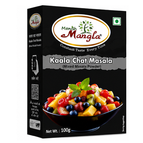 Manish Mangla Kaala Chat Masala – 100g | Bold, Smoky & Tangy Flavor | Street-Style Spice Blend | Perfect for Chaat, Fruits & Snacks