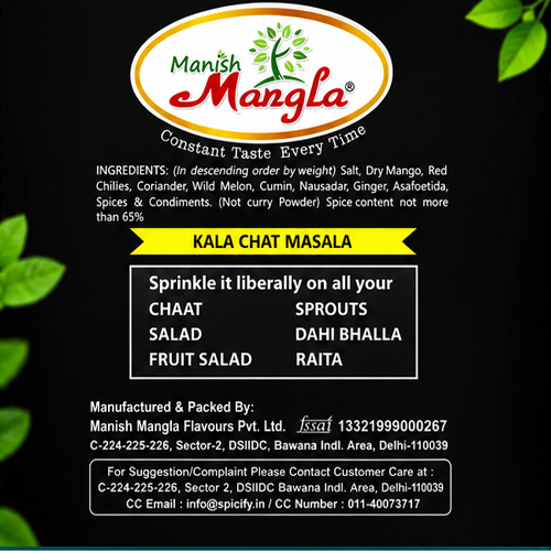 Manish Mangla Kaala Chat Masala – 100g | Bold, Smoky & Tangy Flavor | Street-Style Spice Blend | Perfect for Chaat, Fruits & Snacks - Image 2