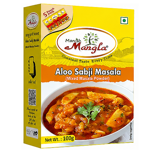 Manish Mangla Aloo Sabzi Masala – 100g (5×20g FreshLock Sachets) | Complete Spice Mix | No Onion No Garlic | Perfect for Aloo Sabzi, Jeera Aloo & Dry Potato Curry