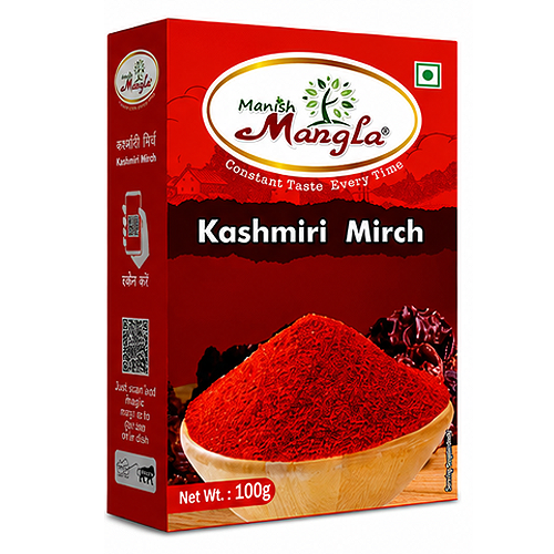 Manish Mangla Kashmiri Mirch Powder – 100g | Rich Natural Red Colour | Mild Spice | Perfect for Curries, Tandoori & Indian Cooking Regular priceRs. 140.00 Sale priceRs. 130.00