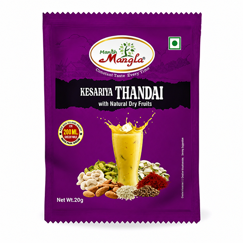 Manish Mangla Kesariya Thandai – 20g Sachets (Pack of 20) | Buy 15 Get 5 Free | Instant Thandai Mix | Rich Saffron Flavor | Perfect for Summer & Holi