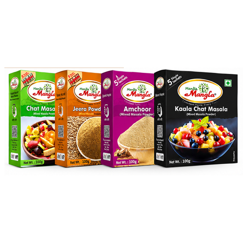 Chat Starter Combo – Chat Masala, Kaala Chat Masala, Jeera Powder & Amchoor Powder (100g Each) | Tangy & Chatpata Spice Kit for Snacks & Chaat