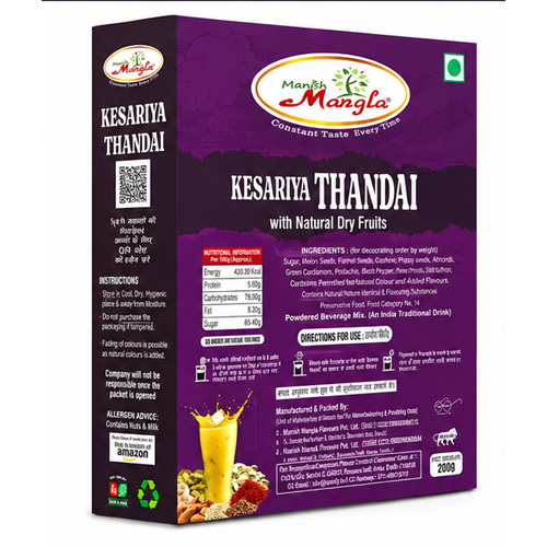 Manish Mangla Kesariya Thandai – Premium Thandai Mix | Rich Saffron Flavor | Instant Summer Drink | Perfect for Holi & Refreshing Beverages 500g - Image 4