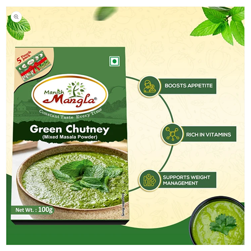Manish Mangla Green Chutney Mix – 100g | Just Add Water & Curd | Instant Chutney | Fresh, Tangy & Flavorful | Perfect for Snacks & Chaat - Image 4