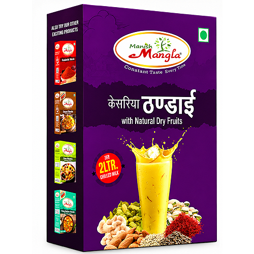 Manish Mangla Kesariya Thandai – Premium Thandai Mix | Rich Saffron Flavor | Instant Summer Drink | Perfect for Holi & Refreshing Beverages