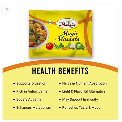 Manish Mangla Magic Masala – 6g Sachets (Pack of 25) | Buy 20 Get 5 Free | Instant Taste Enhancer | Chatpata Seasoning for Snacks & Meals - Image 3