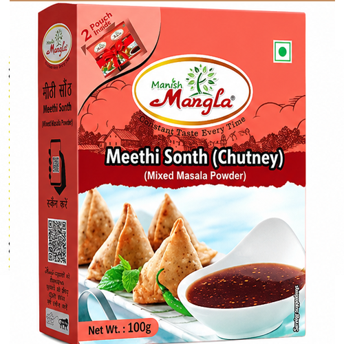 Meethi Sonth Chutney – 100g (2×50g Fresh Packs) | Sweet & Tangy Imli Chutney Mix | Perfect for Chaat & Snacks | Easy to Prepare