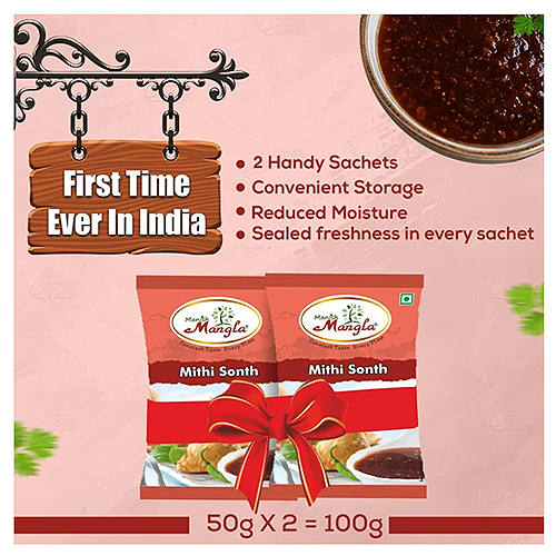 Meethi Sonth Chutney – 100g (2×50g Fresh Packs) | Sweet & Tangy Imli Chutney Mix | Perfect for Chaat & Snacks | Easy to Prepare - Image 4