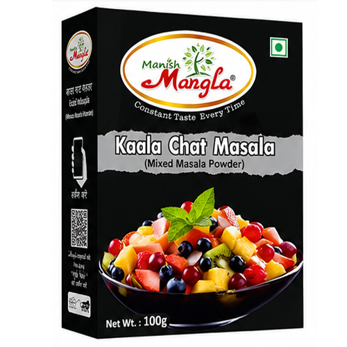 Manish Mangla Kaala Chat Masala – 100g | Bold, Smoky & Tangy Flavor | Street-Style Spice Blend | Perfect for Chaat, Fruits & Snacks