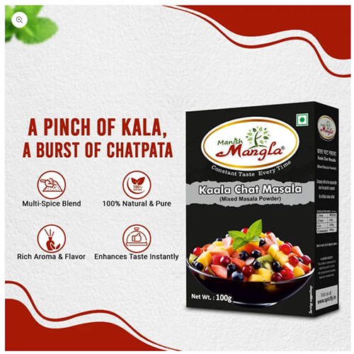 Manish Mangla Kaala Chat Masala – 100g | Bold, Smoky & Tangy Flavor | Street-Style Spice Blend | Perfect for Chaat, Fruits & Snacks - Image 4