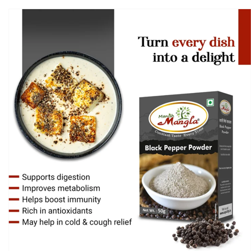 Black Pepper Powder – 50g | Fresh & Strong Aroma | Finely Ground Kali Mirch | Perfect for Cooking, Seasoning & Health Use - Image 2