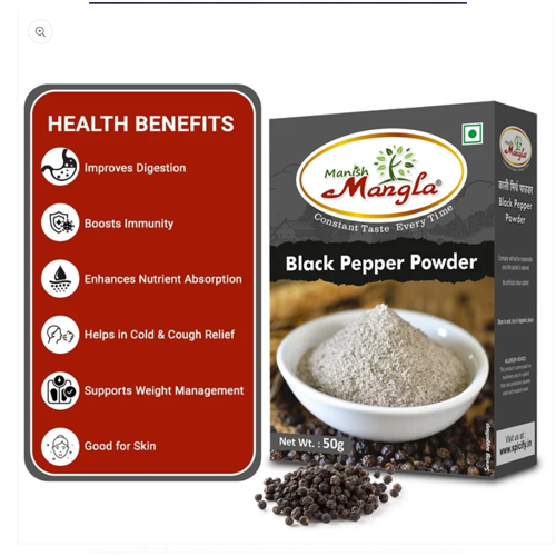 Black Pepper Powder – 50g | Fresh & Strong Aroma | Finely Ground Kali Mirch | Perfect for Cooking, Seasoning & Health Use - Image 3