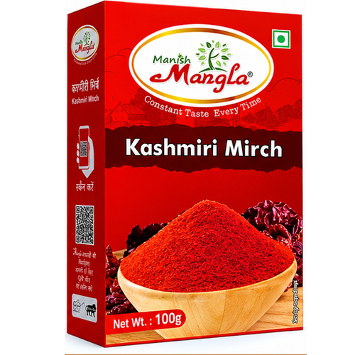 Manish Mangla Kashmiri Mirch Powder – 100g | Rich Natural Red Colour | Mild Spice | Perfect for Curries, Tandoori & Indian Cooking