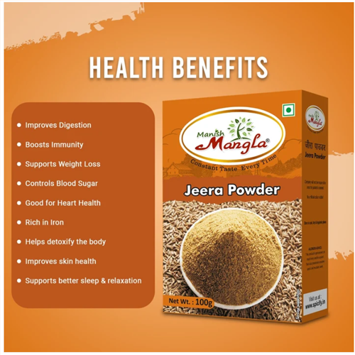 Manish Mangla Jeera Powder – 100g | Fresh & Aromatic Cumin Powder | Rich Flavor & Strong Aroma | Perfect for Tadka, Sabzi & Indian Cooking - Image 2
