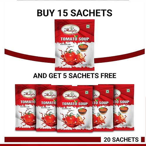 Manish Mangla Tomato Soup – 12g Sachets (Pack of 20) | Buy 15 Get 5 Free | Instant Soup Mix | Rich Tomato Flavor | Quick & Easy - Image 2