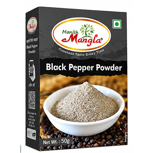 Black Pepper Powder – 50g | Fresh & Strong Aroma | Finely Ground Kali Mirch | Perfect for Cooking, Seasoning & Health Use