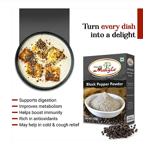 Black Pepper Powder – 50g | Fresh & Strong Aroma | Finely Ground Kali Mirch | Perfect for Cooking, Seasoning & Health Use - Image 2