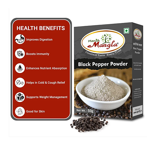 Black Pepper Powder – 50g | Fresh & Strong Aroma | Finely Ground Kali Mirch | Perfect for Cooking, Seasoning & Health Use - Image 3