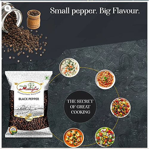 Black Pepper (Kali Mirch) – Premium Whole Black Peppercorns | Rich Aroma & Bold Flavor | Perfect for Seasoning, Cooking & Spice Blends | Hygienically Packed 50g - Image 2