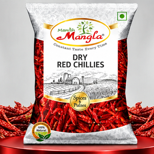 Dry Red Chillies (Sabut Lal Mirch) – Premium Whole Red Chillies | Rich Color & Bold Flavor | Perfect for Tadka, Curries & Indian Cooking | Hygienically Packed