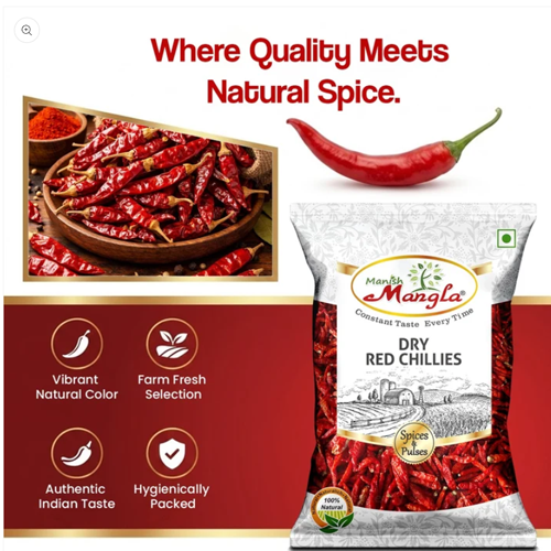 Dry Red Chillies (Sabut Lal Mirch) – Premium Whole Red Chillies | Rich Color & Bold Flavor | Perfect for Tadka, Curries & Indian Cooking | Hygienically Packed - Image 3
