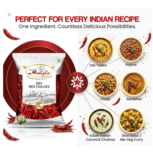 Dry Red Chillies (Sabut Lal Mirch) – Premium Whole Red Chillies | Rich Color & Bold Flavor | Perfect for Tadka, Curries & Indian Cooking | Hygienically Packed - Image 5