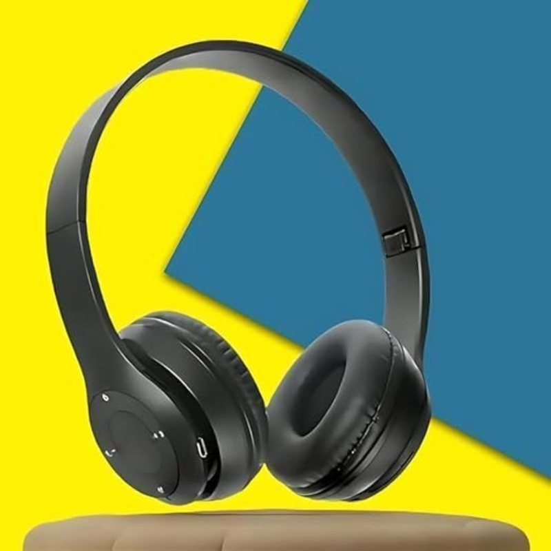 Headphones Gaming Bluetooth Wireless Folding Headset Over Ear Eardphone with Mic Active Noise Cancellation Over EarHeadphones (Black)