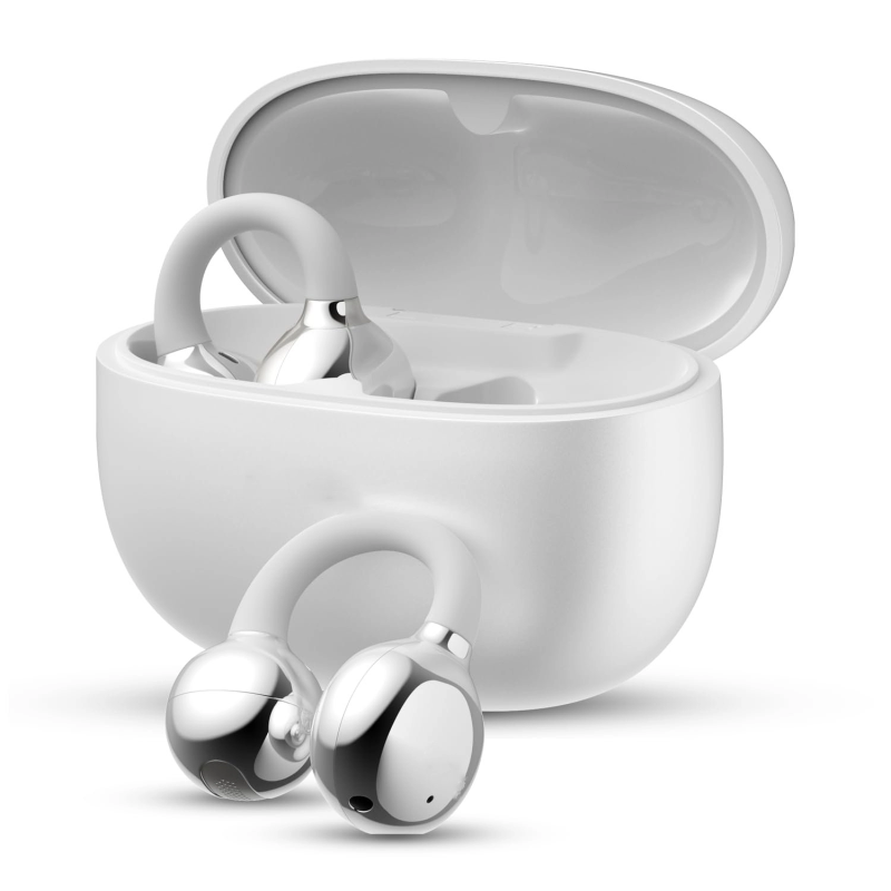 Wireless Open Ear Earbuds - 40H Playtime, Dual Pairing, ENC Mic (Pearl White)