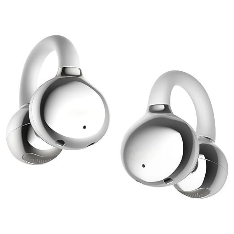 Newly Launched Air Clips Wireless Open Ear Earbuds with Chrome Finish, AirWave™ Technology,Up-to 40H Playtime, Dual Device Pairing, Quad Mic with ENC,12mm Driver,BTv5.4 (Pearl White)