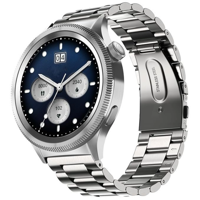 Newly Launched Halo 2 Smart Watch 1st Ever Functional Rotating Dial (Axe-Cut Bezel), 1.43" AMOLED, Stainless Steel Build, Custom Transition Effects, BT Calling, Health Suite (Elite Silver)