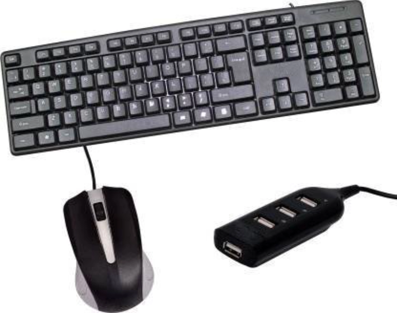 Wired Keyboard + Rocky wired Mouse + Pronto101 Usb hub Combo Set??(Black)