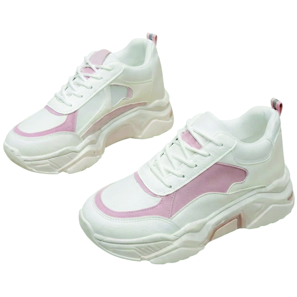 Women Chunky Sneakers Lightweight Lace-Up Casual Sports Shoes Breathable Mesh Running Shoes - NID0163