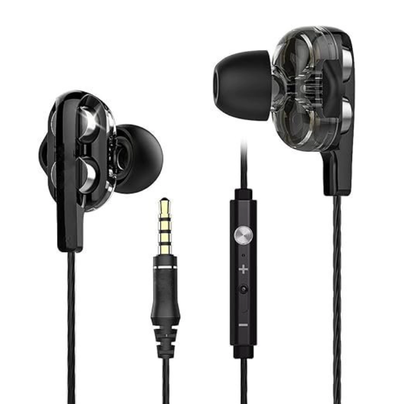 Ultima V2 Dual Driver, in Ear Gaming Wired Earphones with Mic, Volume Control, Passive Noise Cancelling Boom 3 with 3.5mm Audio Jack & 1.2M Tangle-Free Cable (Black)
