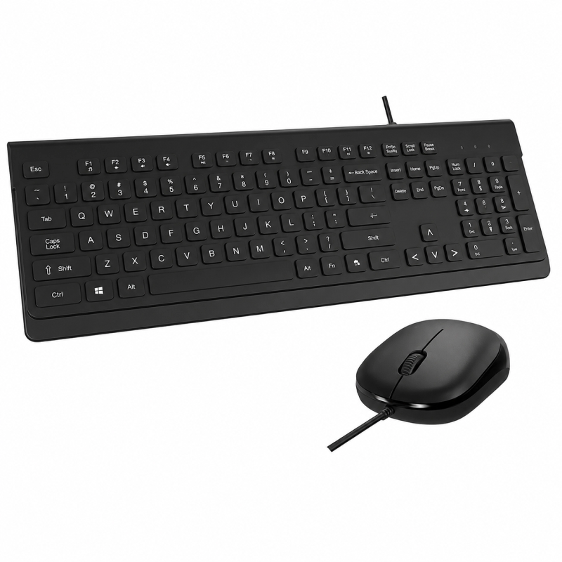 Wired Combo-Wired Keyboard and Mouse Set-USB, Ergonomic Design- Black