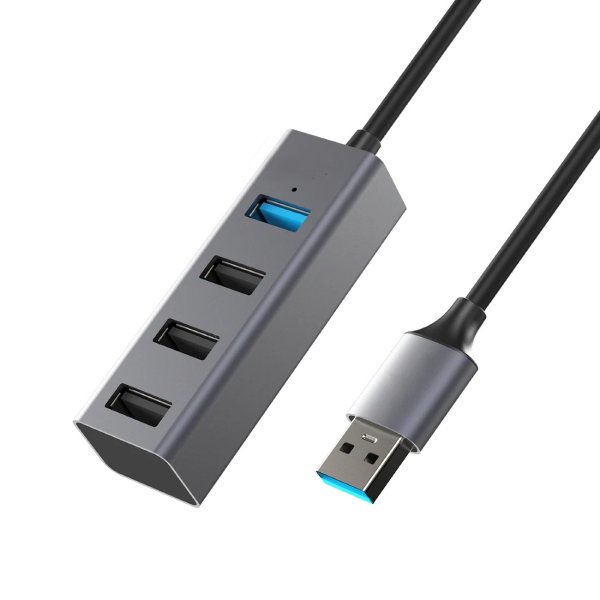 USB HUB 3.0 for PC/Laptop, 4 Port Included 3.0 Superspeed Port, Metal Built - Strong and Durable, 5Gbps High Speed Data Transfer, Compatible for PC/Laptops, MacBook, Metal (Grey)