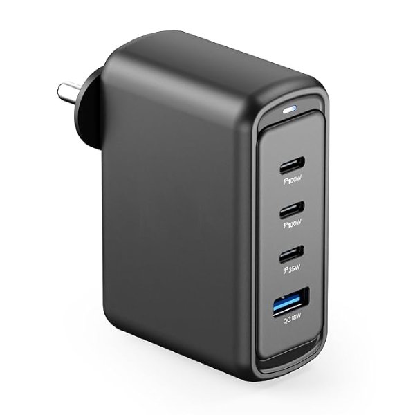 100W GaN 4-Port Charger Adapter + 3-in-1 Cable