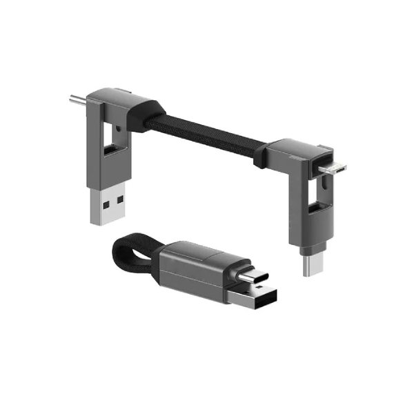 Portable 6-in-1 Keychain Charging Cable | Mercury Gray