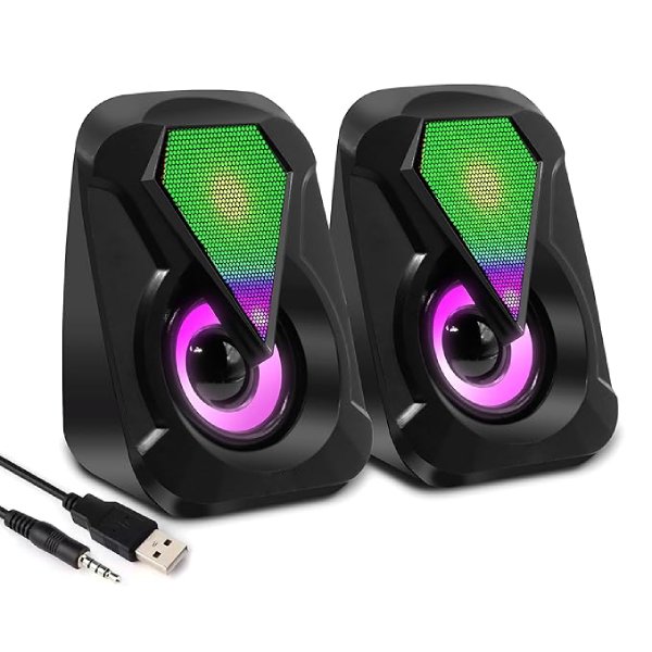 USB Speakers with RGB Lights for PC, Laptop & Mobile