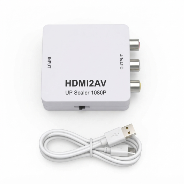 TV-out Cable MINI HDMI2AV UP Scaler 1080P HD Video??(White, For TV)