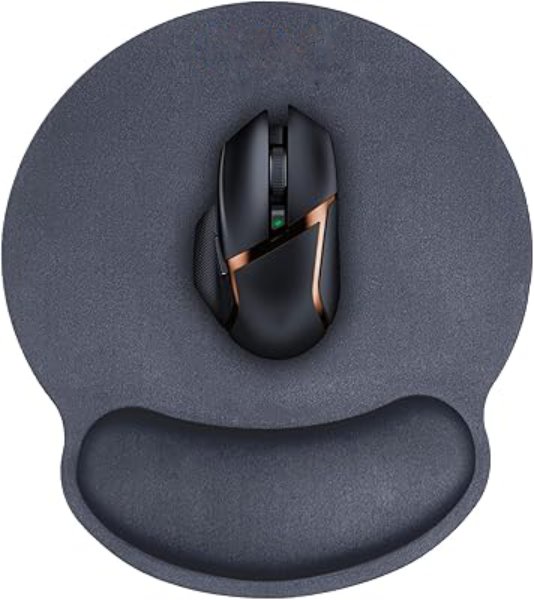 Mouse Pad Wrist Rest Memory-Foam Ergonomic Mousepad| Cushion Wrist Support & Pain Relief| Suitable for Gaming, Computer, Laptop, Home & Office Non-Slip Rubber Base (Grey)