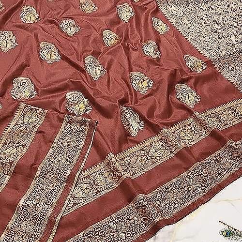 Antique Copper Minakari Khaddi Silk Saree – Earthy Elegance in Handcrafted Luxury