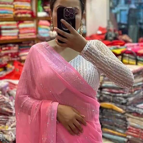 Blush Pink Handcrafted Pure Chiffon Saree – Bridal Party & Wedding Collection