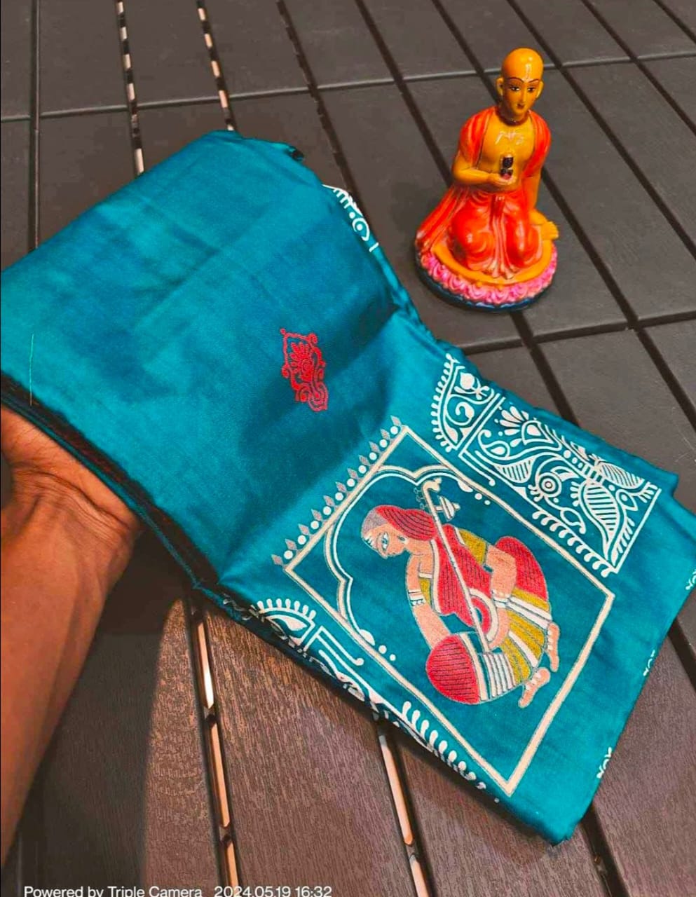 Handcrafted Tussar Silk Firozi Blue Saree – Free Size, Traditional & Contemporary Fusion