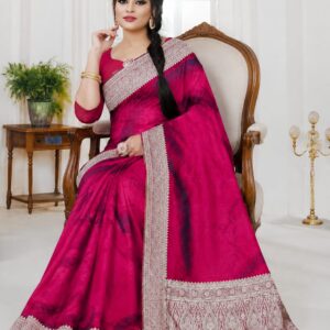 Handcrafted Super Soft Dual-Tone Gajra Silk Saree in Magenta Pink with Intricate Paisley Border & Designer Pallu