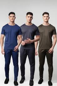 Men Polyester Blend MACK Jonnney Dryfit Solid Lycra Tracksuit Co-Ord Sets (Pack Of 3)-Dryfit_T_D10_Blu_Gry_L.Gry_06-P