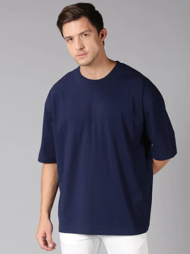 Oversized T-Shirt for Men, Navy Blue, Pug Print Design, Casual Fit