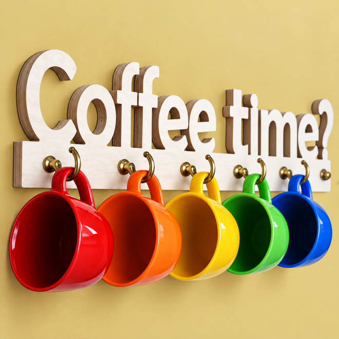 Dcute in Wooden Wall Hanging Coffee Mug Holder